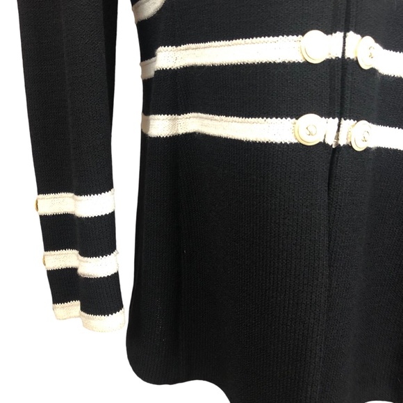 Women's St. John Collection By Marie Gray Black/White Striped Wool+ Sweater. 8 - Picture 13 of 16